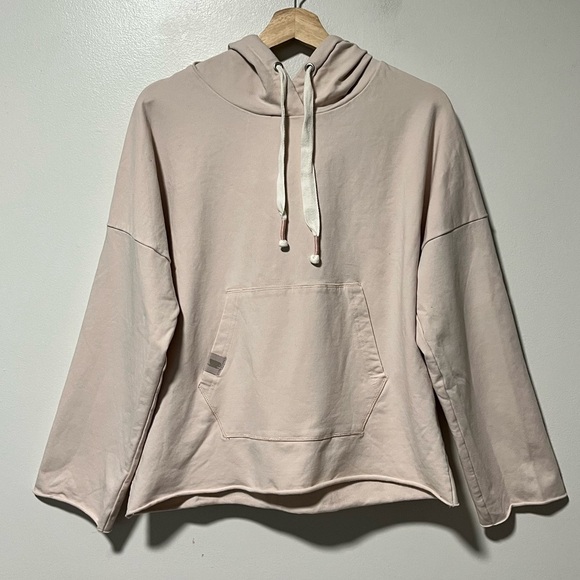 Coffee Shoppe Cropped Hoodie – L/XL, Beige, Soft Cotton Blend, Relaxed Fit - Picture 1 of 11